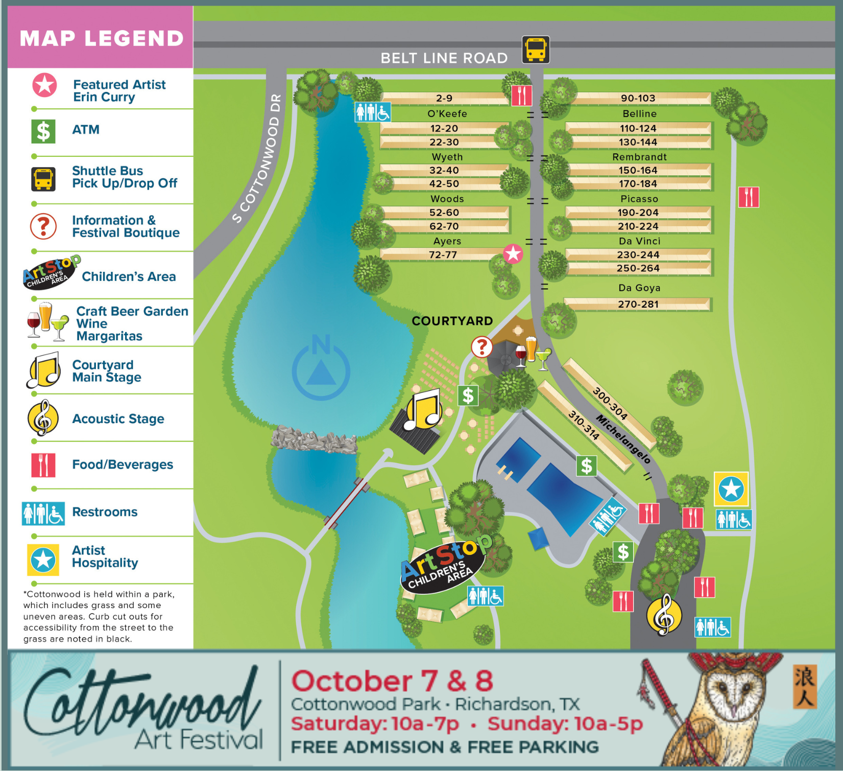 Map of Fall 2023 Cottonwood Art Festival in Richardson