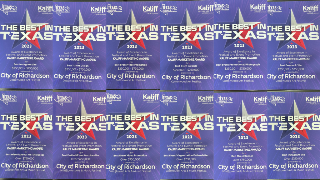 City of Richardson Wins Best In Texas Marketing Awards for Cottonwood Art Festival by Texas Festivals & Events Association