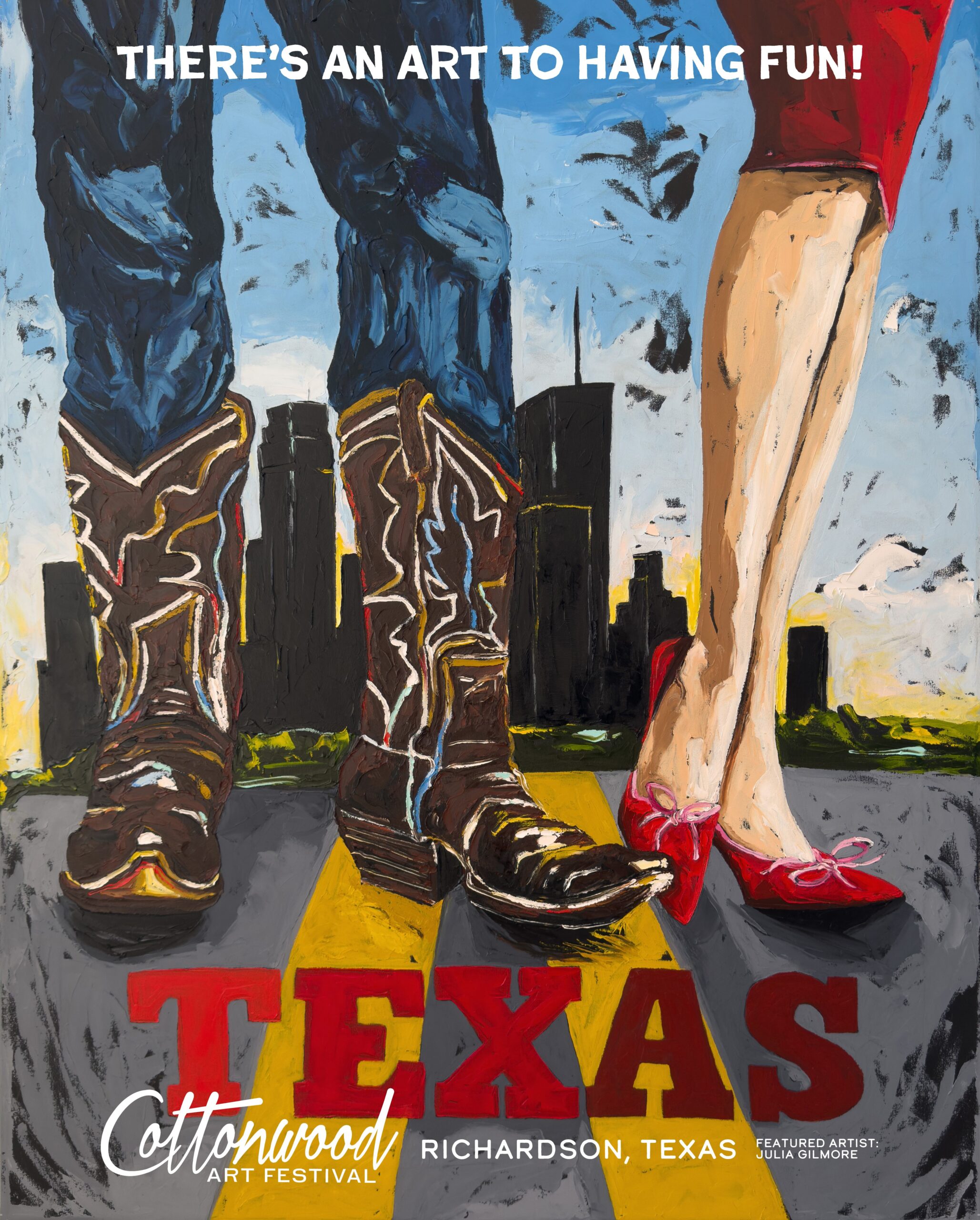 Julia Gilmore featured artist creates custom painting titled Texas for official poster of Cottonwood Art Festival Spring 2026 show