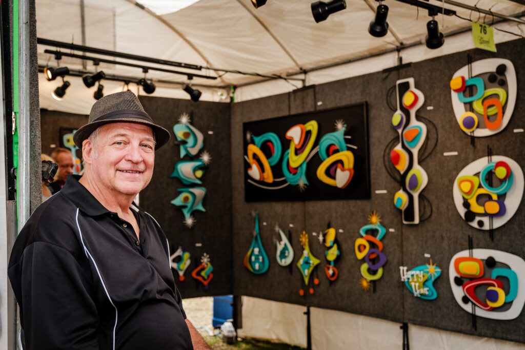 Steve Cambronne Stevotomic Metal Artist for Cottonwood Art Festival in Richardson