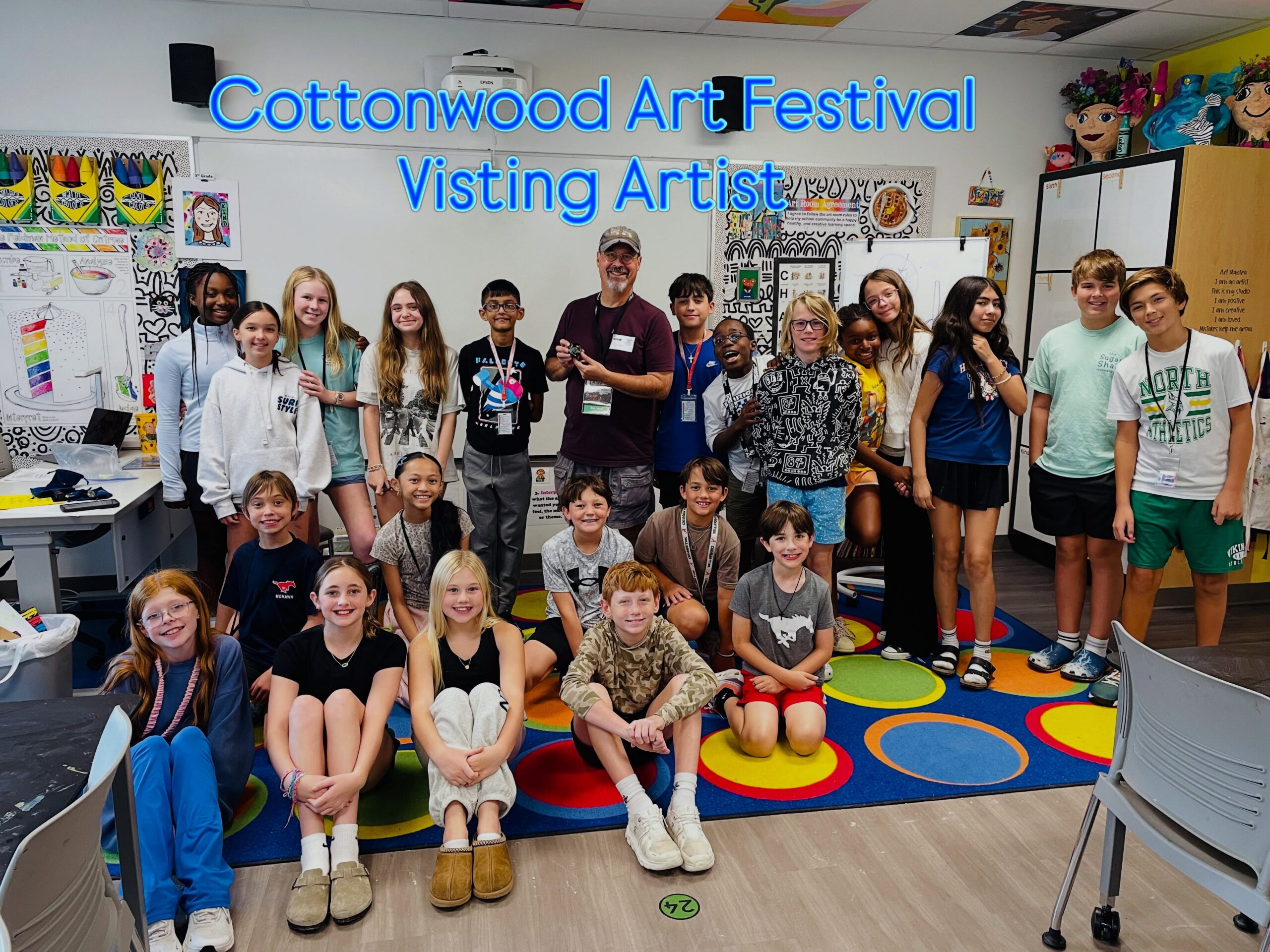 Eric Mort Visiting Artist at Mohawk Elementary RISD with Margaret Maki-Rowland teacher for Cottonwood Art Festival